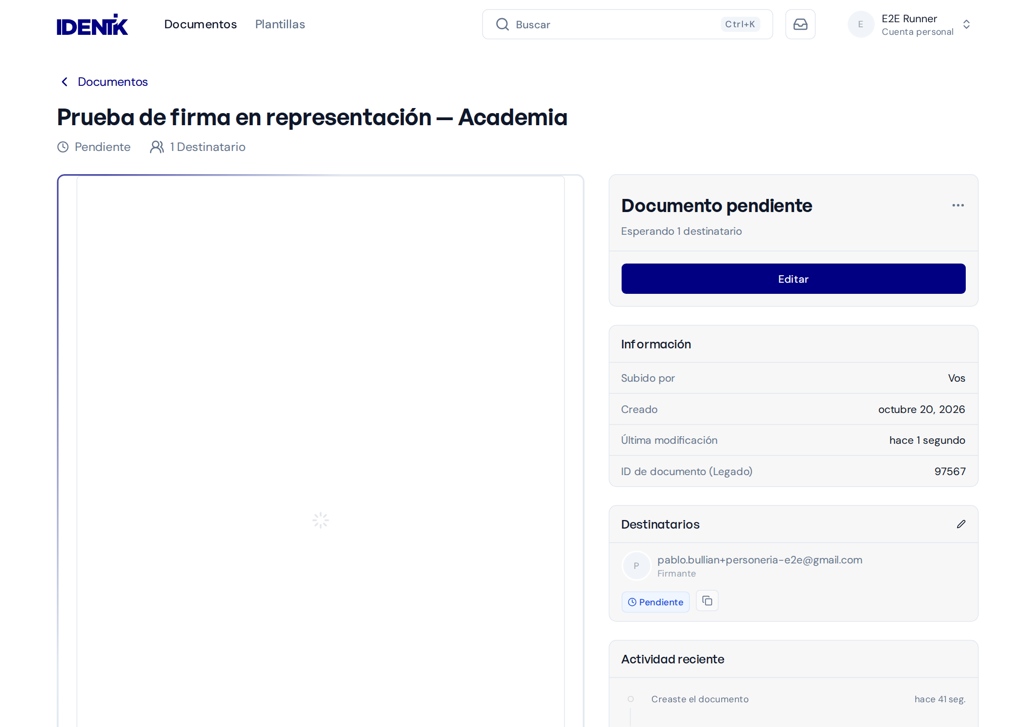 Documento enviado con el estado de sus firmantes.