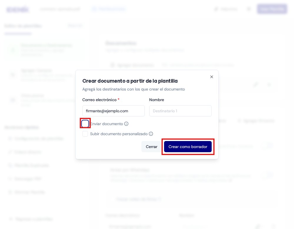 Di&aacute;logo Crear documento a partir de la plantilla