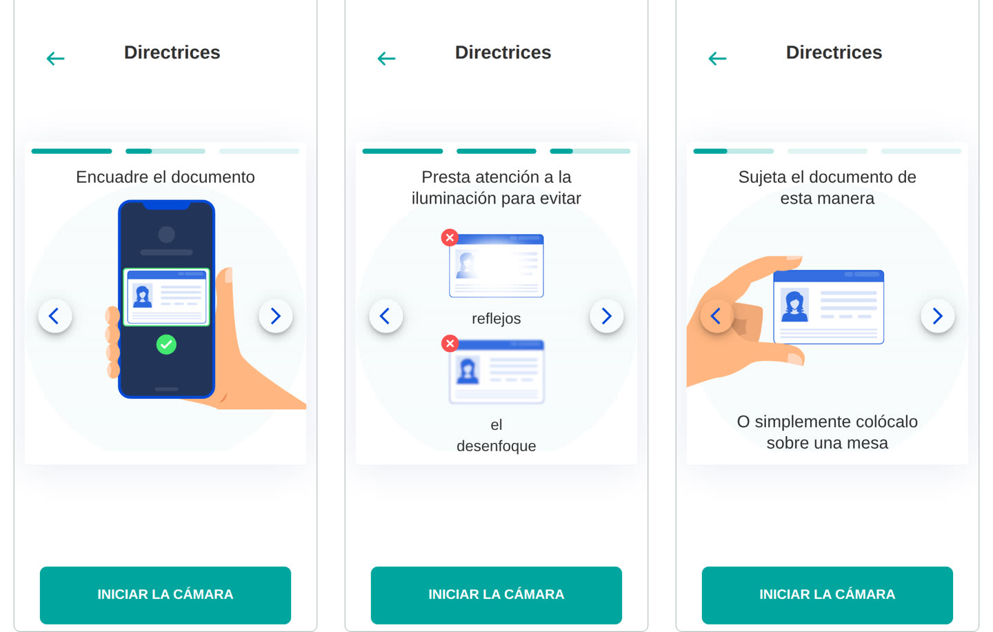 Las tres directrices: encuadre el documento, evite reflejos y desenfoque, sosténgalo o apóyelo sobre una mesa